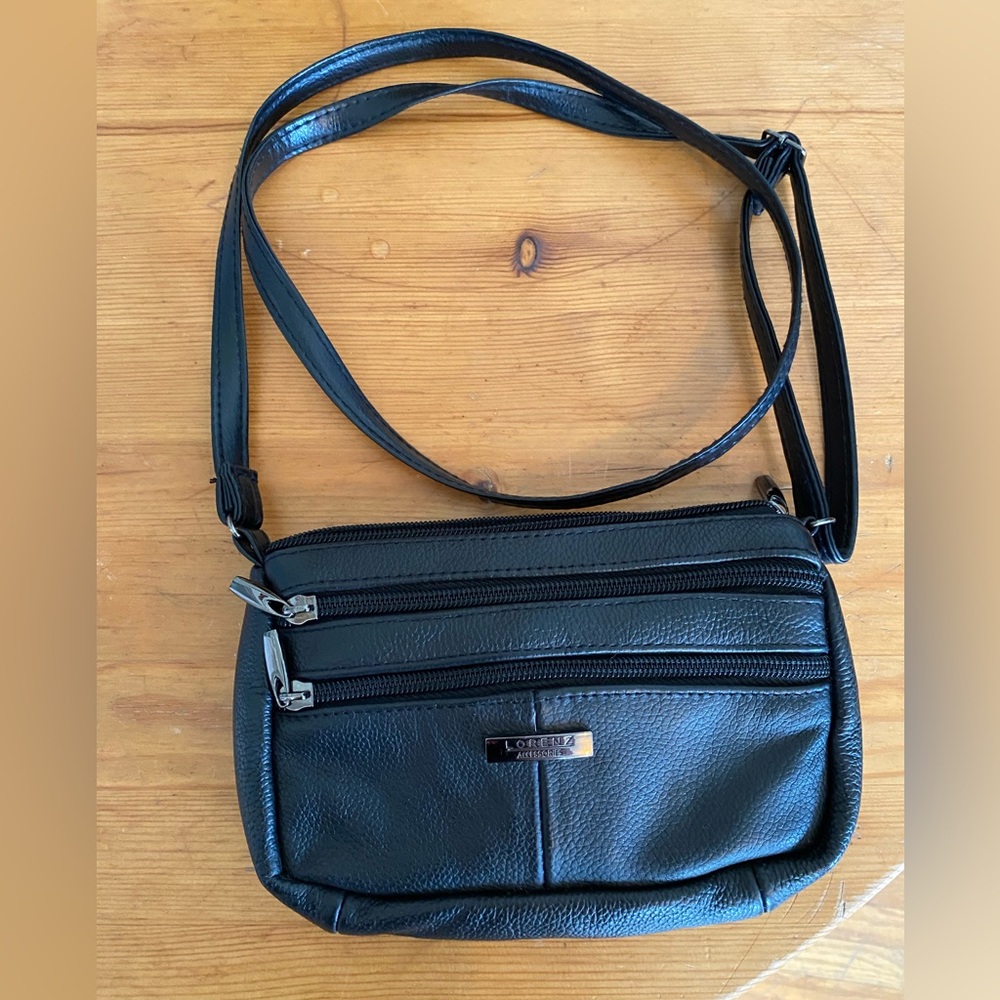 Black Leather Micro Crossbody Bag